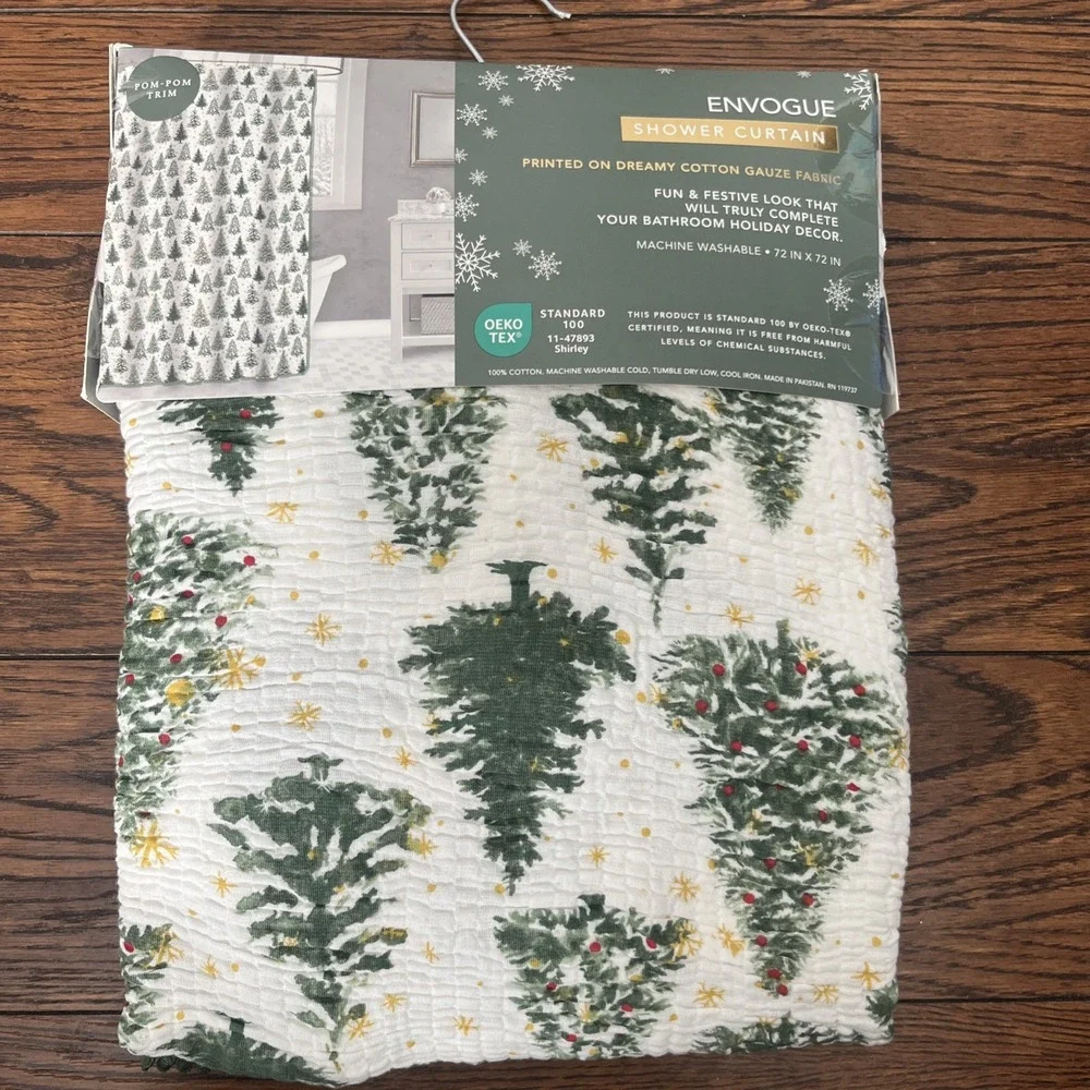 New Envogue Christmas Tree Oeko Tex Shower Curtain 72